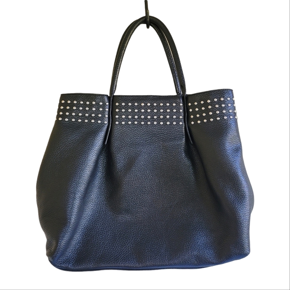 Gianni Nortaro Studded Leather Black Shoulder Bag